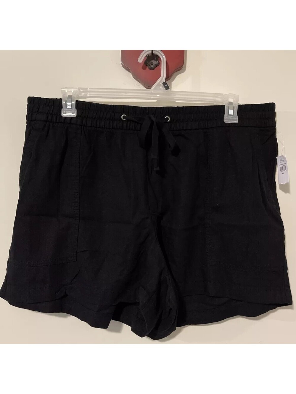 Gap Womens XL Black Pull-On Linen Elastic Waist Shorts with Pockets NWT! A2558